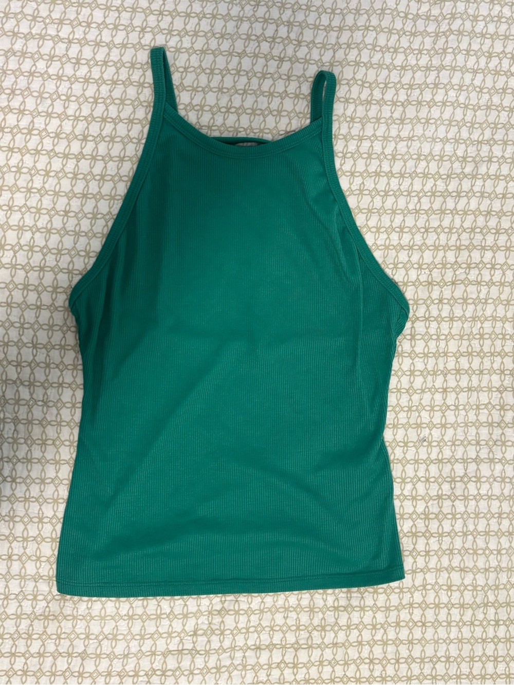 Women’s Green Ribbed High-Neck Tank Top